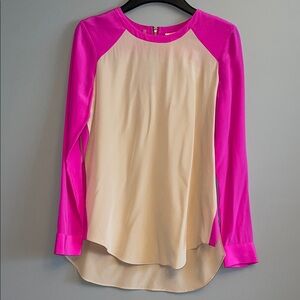 Rebecca Taylor | Fuchsia and Beige Silk Blouse - sz 2